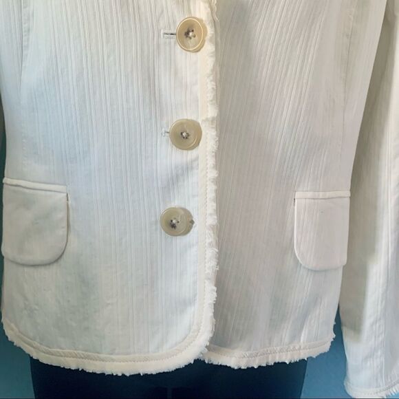 Banana Republic Cream Textured Blazer Size 6 - Picture 3 of 16